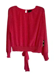 Cliche Bright Pink Ground White Dot Top Women’s Med Elastic Waist/Wrists Tie
