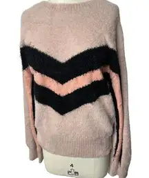 Vince Camuto  Fuzzy Sweater Crewneck Retro 80's Look Pink Pullover Womens Medium