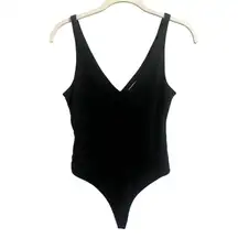 Leith V-Neck Bodysuit in Black Women's sz. XS Stretchy Cheeky Bottom