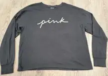 Pink Victoria Secret Black Silver Sleep Tee Shirt Crewneck Lounge Sweatshirt S