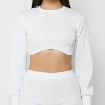 Maniere De Voir Ribbed Underbust Crop Top White NWT