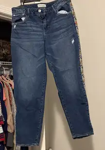 Knox Rose Blue Cropped Jeans with Colorful Side Stripe