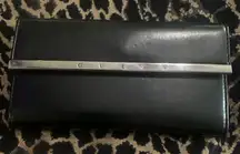Guess Black Leather Clutch with Silver Bar