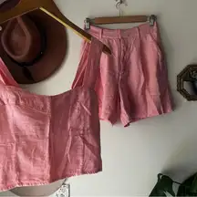 ABERCROMBIE & FITCH linen blend 2 piece‎ set Pink shorts tank Women’s SIZE SMALL