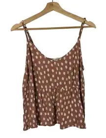 Abercrombie & White Mauve Pink Polka Dot Trapeze Cami Tank Top L