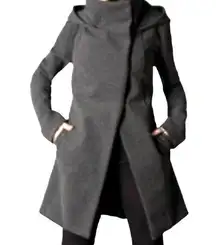 BETABRAND Project Runways Melissa Fleis All-Day Gray Hooded Swing Coat Sz  S