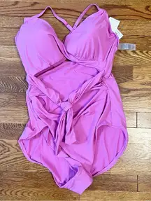 Calia Carrie Underwood Tie Front‎ One Piece Swimsuit Womens Size 16 Purple NEW
