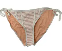 TOPSHOP Women's Size 10 Striped Triangle String Bikini Bottom Nude/White