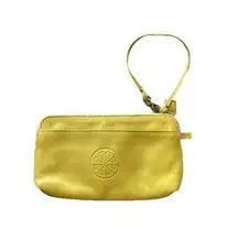 Isaac Mizrahi Zip Women’s Wristlet Tan Yellow Green Leather Multi Pocket