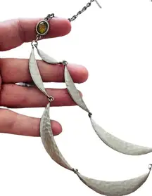 Lane Bryant Hammered Hammered Metal Double Strand Necklace/Yellow Glass Accents