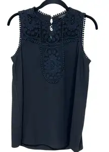 Halogen Black Crocheted Detail Women’s Tank Top Size Small