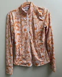 Tommy Bahama Palms Golf UPF 50 Orange/white Zip Up Jacket Women’s Size Small