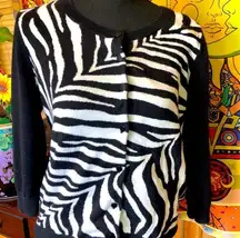 Talbots  petite large zebra print cardigan sweater