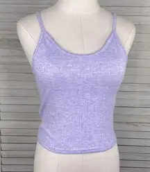 PRIMARK Cropped Cami Top Perforated Heart Design Purple-Small