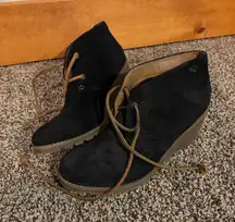 Black Suede Sperry Wedges