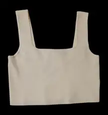 New H&M Beige‎ Square Neck Crop Tank Top Soft Girl Basic Closet Staple Size M