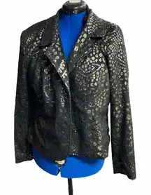 ESSENTIALS By Milano Women’s Black with Gold Metallic Jacket XL‎
