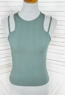 Lululemon Double Strap Yoga Tank Top Dark Forest Green 6 Ribbed Modal Silk