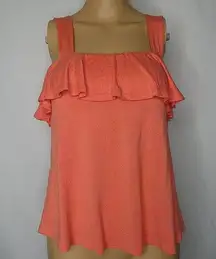 Mango  Ruffle Layered Strappy Tank Top Cami XXS coral orange Sleeveless Tangerine