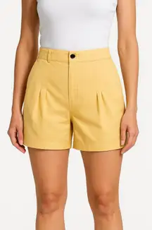 90’s Jamie Sadock Yellow‎ HighWaisted Pleated Button Front Casual Golf Shorts 6