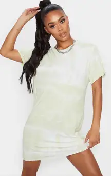 Green and White Tie Dye T Shirt Dress