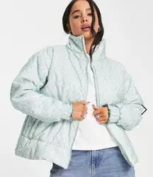 Heartbreak polka dot puffer jacket in sage green