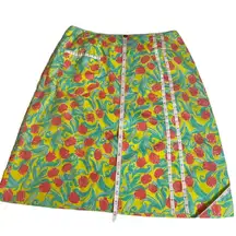 LILLY PULITZER 60s/70s Mini Skirt Tulip Floral Yellow‎ Vintage Retro Pocket