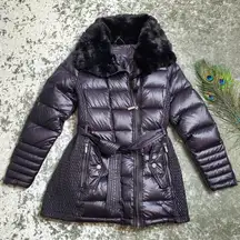 Black Adela Down & Feather Puffer