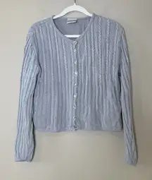 Vintage Womens Cardigan Cable Knit Ribbed 90s Y2K Preppy Coquette Staple Crop XL