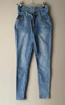 Highway Jeans sz‎ 1 (juniors) paper bag waist blue jean pants