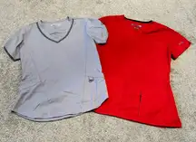 Greys anatomy barco active impact scrub top‎ bundle size small red and gray