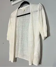 Cynthia Rowley Half 1/2 Sleeve Linen Open Front Cardigan Cream Beige Size Large