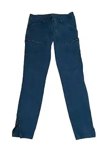 Ann‎ Taylor Loft Ankle Jeans Size 4 Turquoise Stretch Zip Denim Womens 30X28