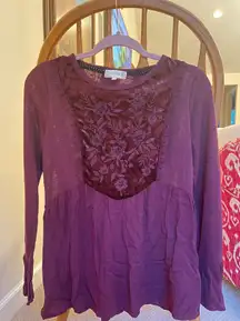 Maroon Floral Peplum Top