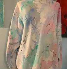 Vtg Hanes Custom Tie Dye Crewneck Sweatshirt Dye Art Watercolor Vintage L XL