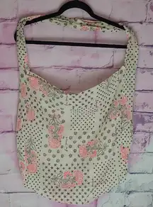 FREE PEOPLE REUSABLE WOVEN TEXTURED BOHO FLORAL STAR PRINTED TOTE BAG