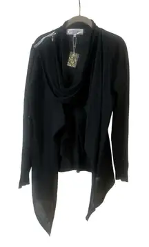 Patrizia Luca Milano wrap sweater black linen blend sz Small NWOT