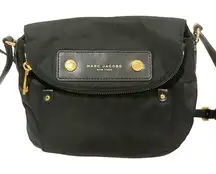 Marc Jacobs New York Black Preppy Nylon Mini Messenger Bag Gold Hardware