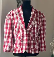 BB Dakota Red white gingham blazer lightweight cotton size‎ large