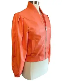 NWT  Vegan Leather Coral Bomber Jacket - SMALL. MSRP $349