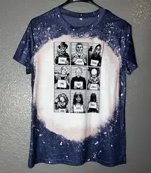 Horror Movie Characters Bleach Tie Dye Graphic Tee Small 80s 90s Icons