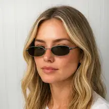 Ann Taylor Women’s Black Oval Sunglasses Metal Frame