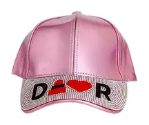 Fashion Metallic Pink Lipstick Visor Hat
