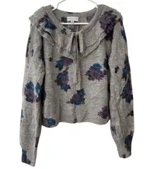 Something Navy Floral Ruffle Sweater