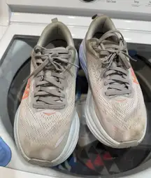 Hoka Bondi 8 Gray and Pink Running Shoes
Size 9.5B