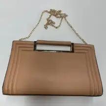 Melie Bianco Purse‎ Womens Tan Celie Clutch Gold Chain Bag Vegan Anthropologie