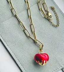 18K Blood Drip Heart Necklace 
