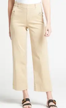 SPANX Twill Wide Leg Cropped Stretch Pants In Bone Color Size XL