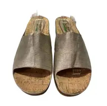 Bantrap Womens Metallic Open-Toe Slide Sandals With Memory Foam Sole