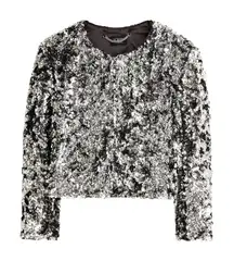 NWT J.Crew Collection Lady Jacket with Silver Sequins Boxy Cropped 14